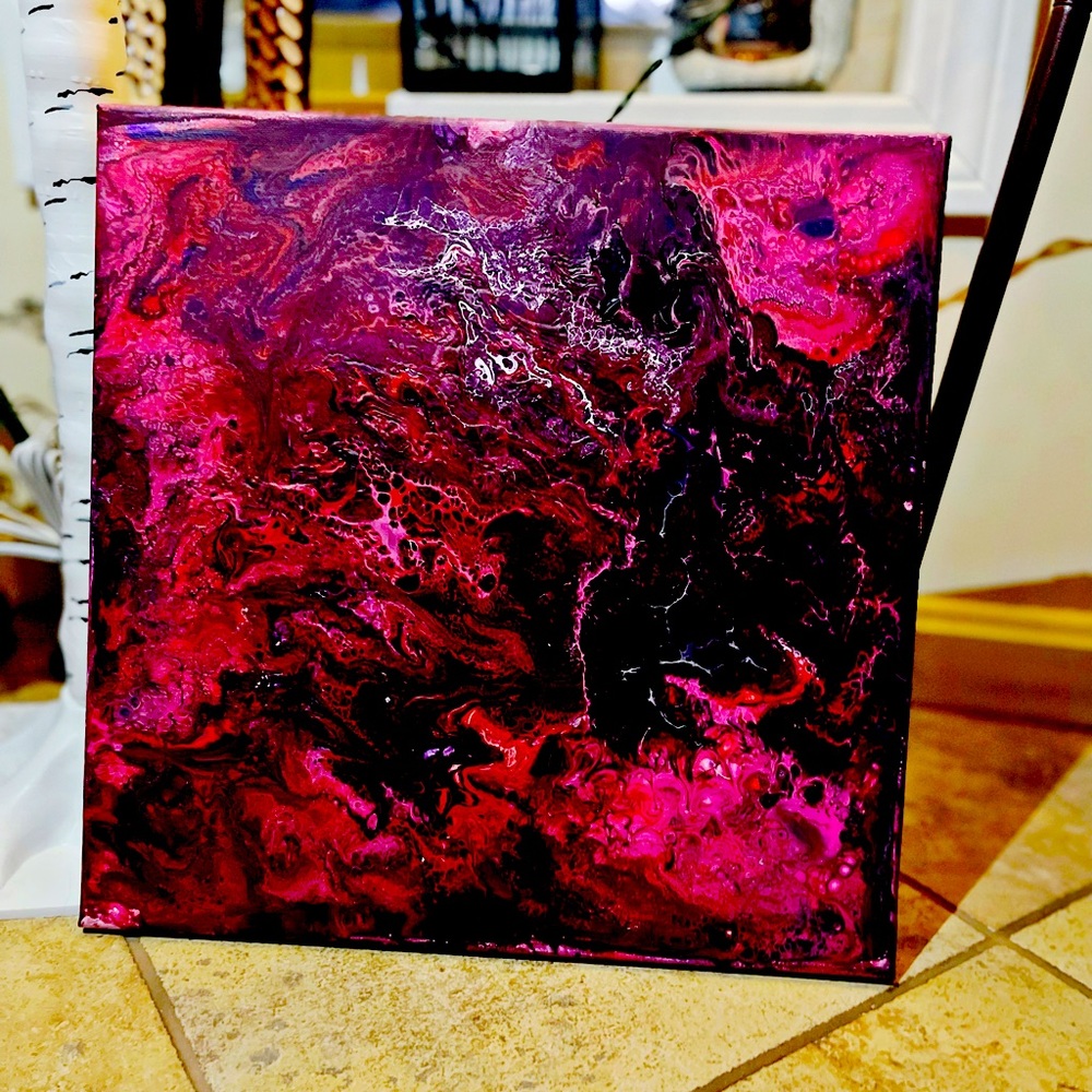 Fiery fluid art acrylic painting. Made original by me!
